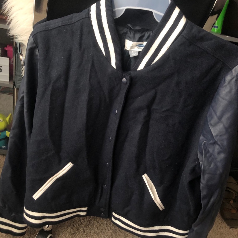 Blue Leather Varsity Letterman’s Jacket - Picture 2 of 7
